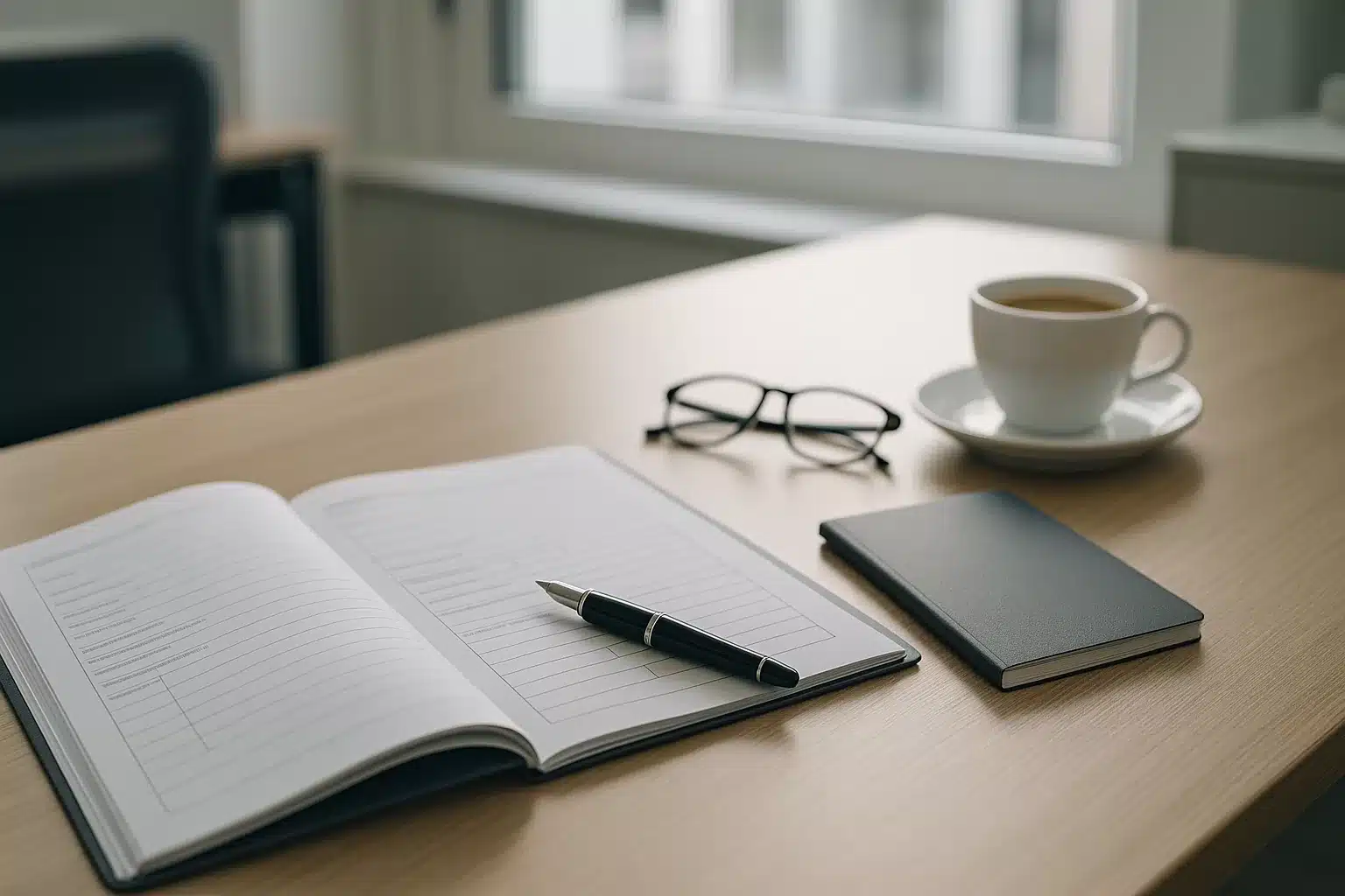 Desk in a UK law office with application documents and pen ready for a citizenship application